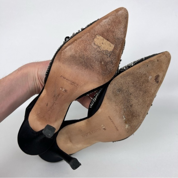 Manolo Blahnik Embellished Jewel Encrusted Crystal Carolyne Slingback Pumps - Picture 8 of 13